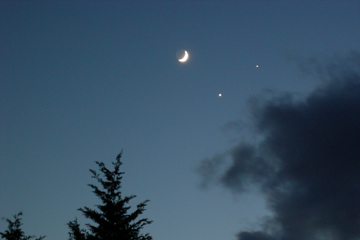 Image of Moon, Venus and Jupiter Dec 1, 2008