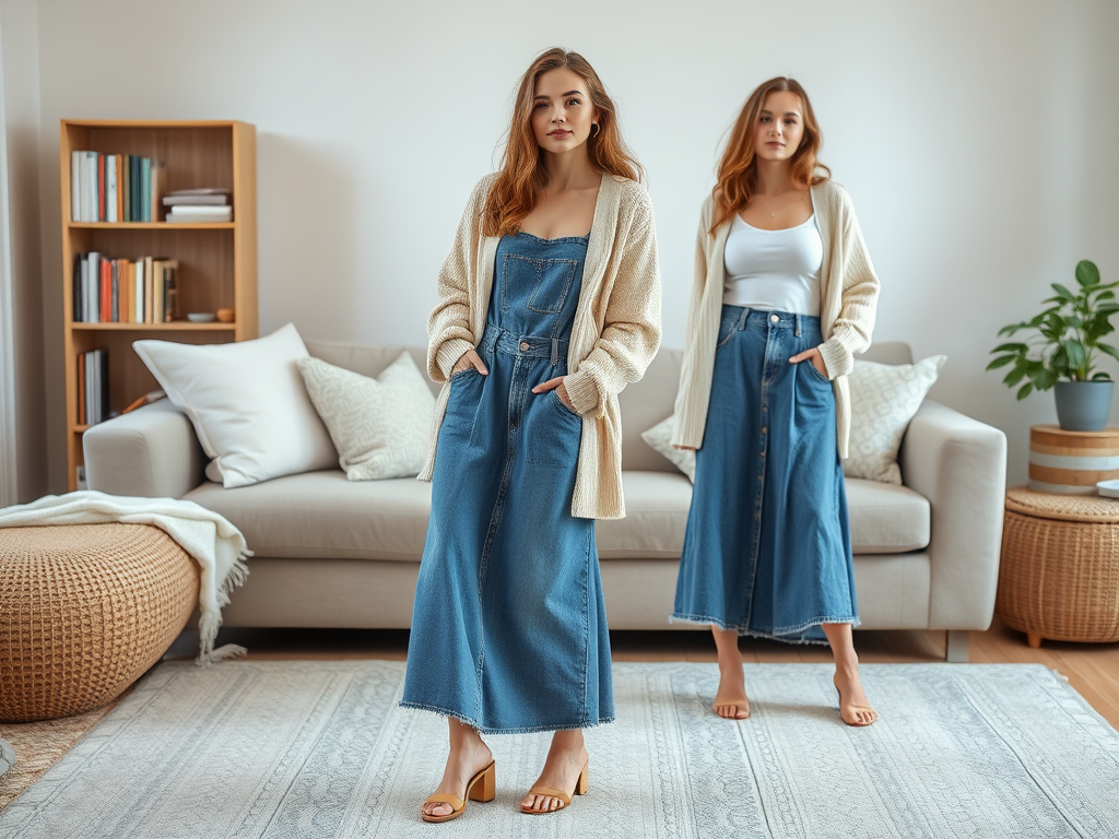 gvarros.com | Cum să porți fusta de blugi cu un cardigan